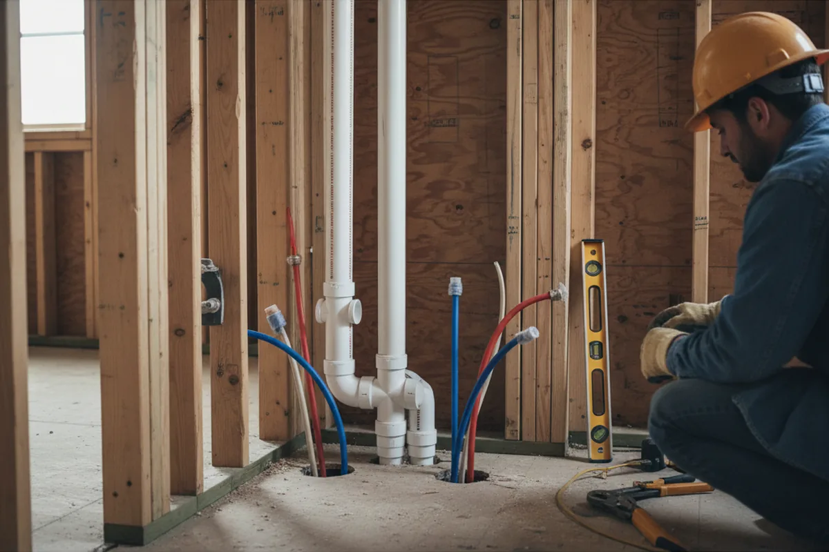 Drain and supply rough-in during Leak Detection in Watertown